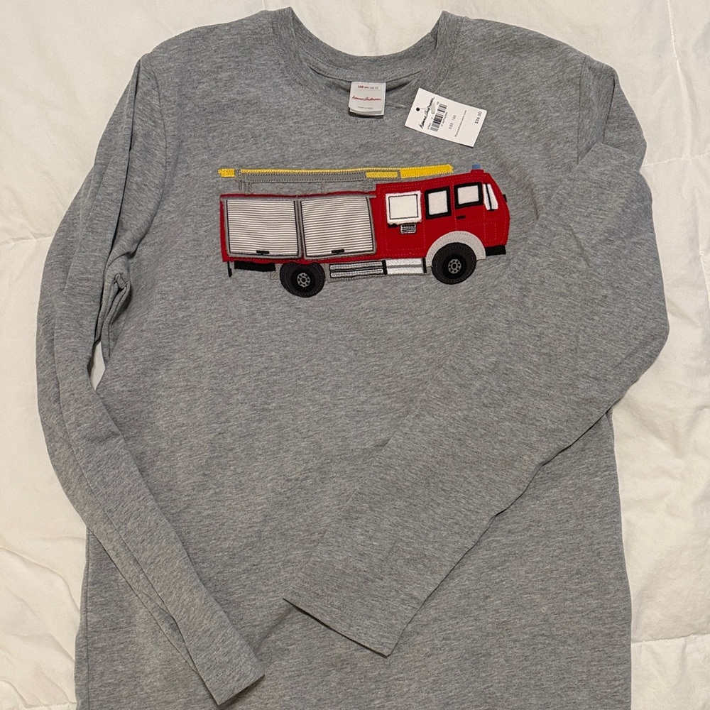 Hanna Andersson Gray Shirt with Red Fire Truck